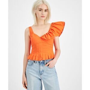 Bardot Kaylana Ruffled Peplum‎ Blouse - Orange Size XL
